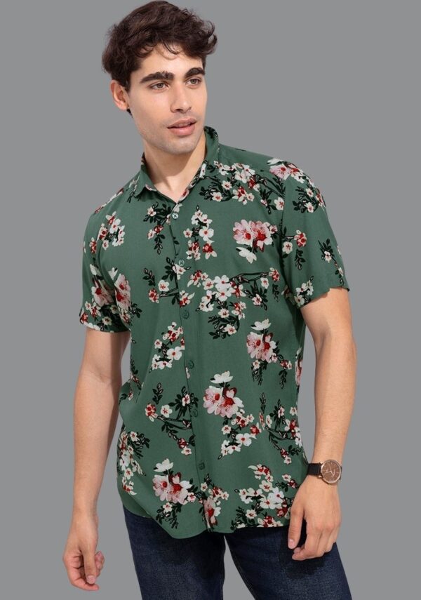 Green-Floral-Cotton-Half-Sleeves-Men-Printed-Shirt